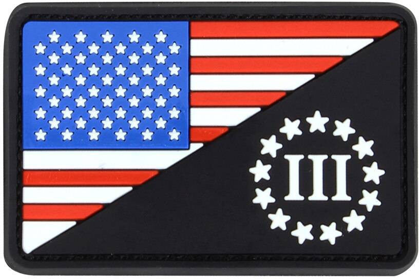 Condor US Flag Morale PVC Three Percenter Patch (6 Pack)