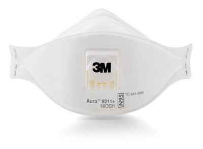  3M 9211+ Aura N95 Cool Flow Particulate Respirator - 10 Pack