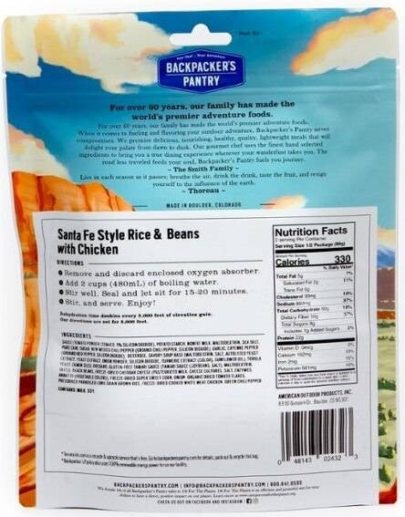  Backpacker's Pantry Santa Fe Rice & Beans W/ Chicken - 2 Servings