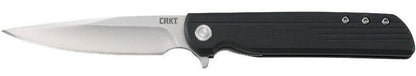  CRKT 3801 LCK + Black Drop Point Assisted Opening Flipper Folding Knife