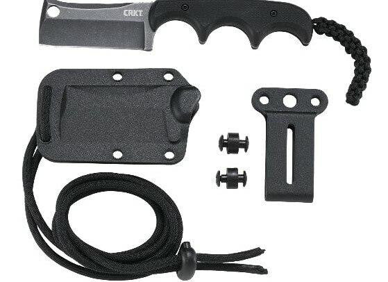  CRKT 2383K Minimalist Cleaver Blackout Compact Fixed Blade Neck Knife