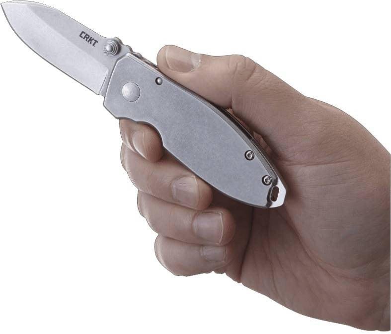  CRKT 2490 Squid Silver Drop Point Folding Knife