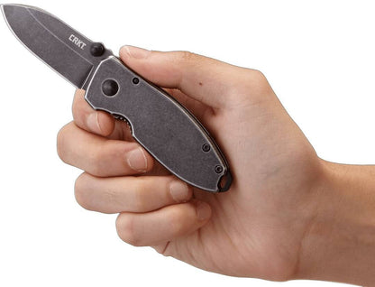  CRKT 2490KS Squid Black Stonewash Drop Point Folding Knife