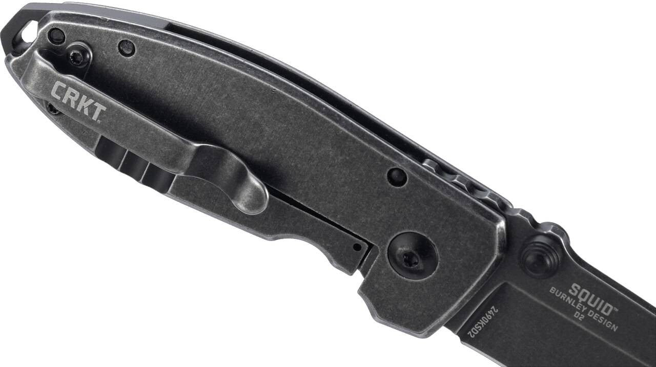  CRKT 2490KS Squid Black Stonewash Drop Point Folding Knife