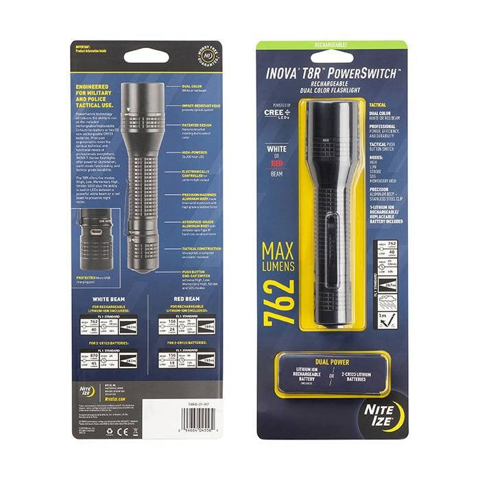  Inova T8R PowerSwitch Rechargeable Dual Color LED Flashlight