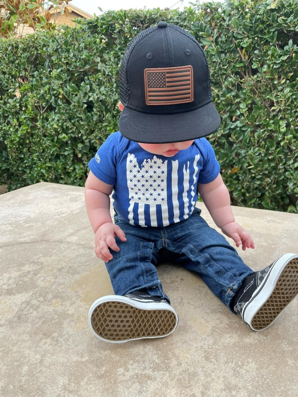  LA Police Gear Distressed Flag Baby Onesie