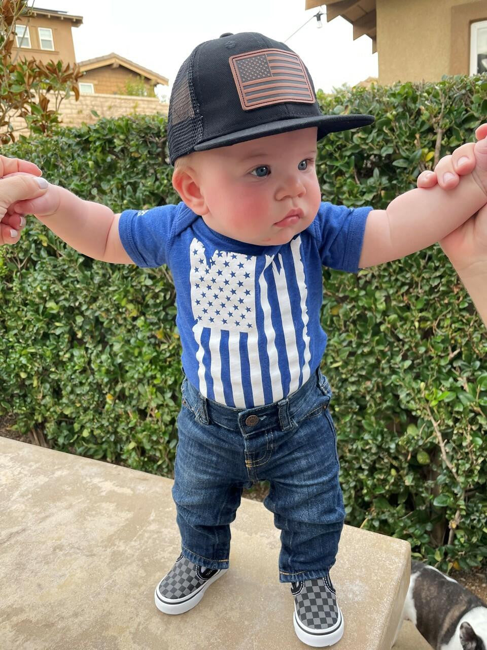  LA Police Gear Distressed Flag Baby Onesie