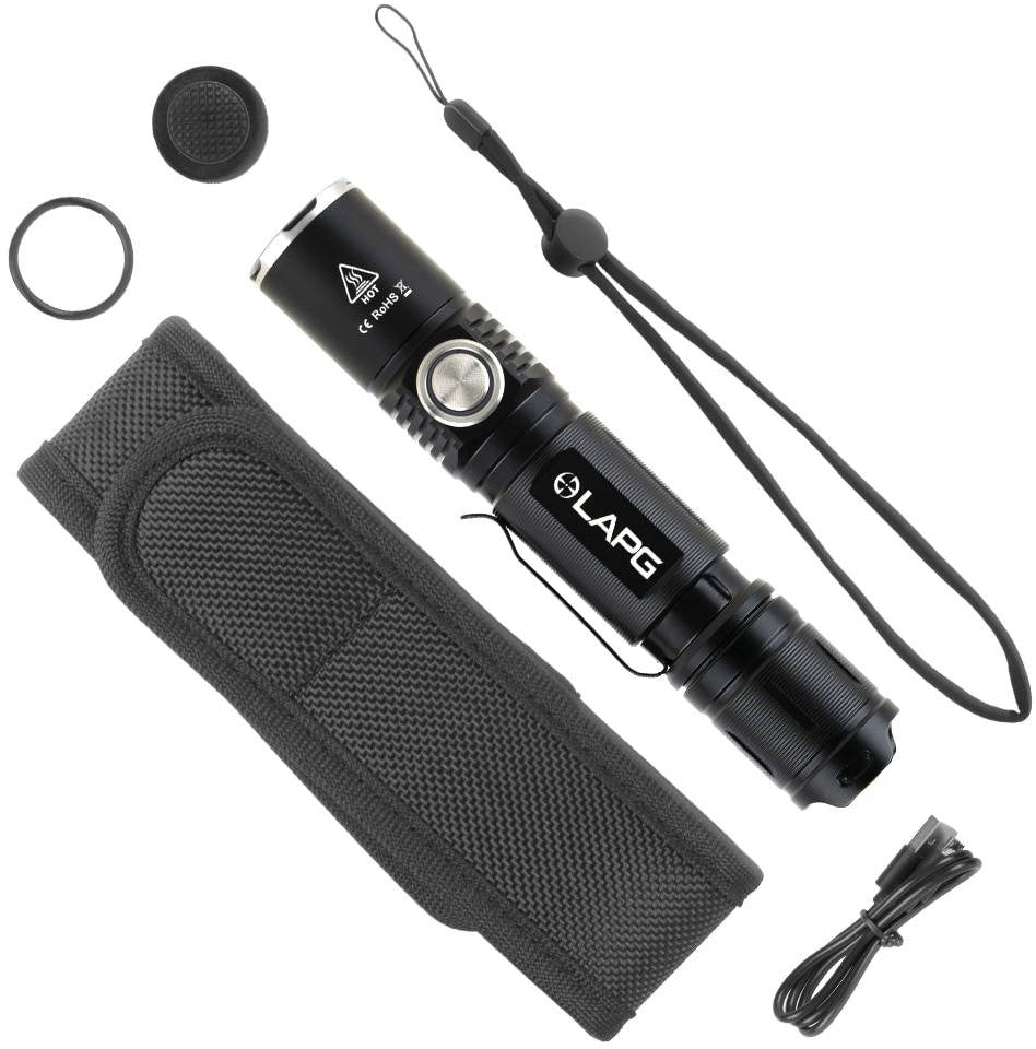  LA Police Gear F7 1,180 Lumen Flashlight With Quick Recharge Micro-USB Port