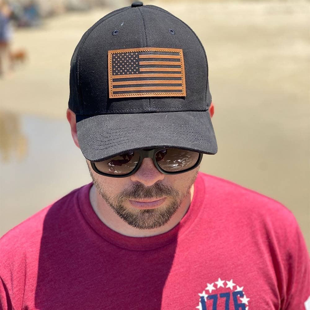  LA Police Gear Leather Flag Patch Hat