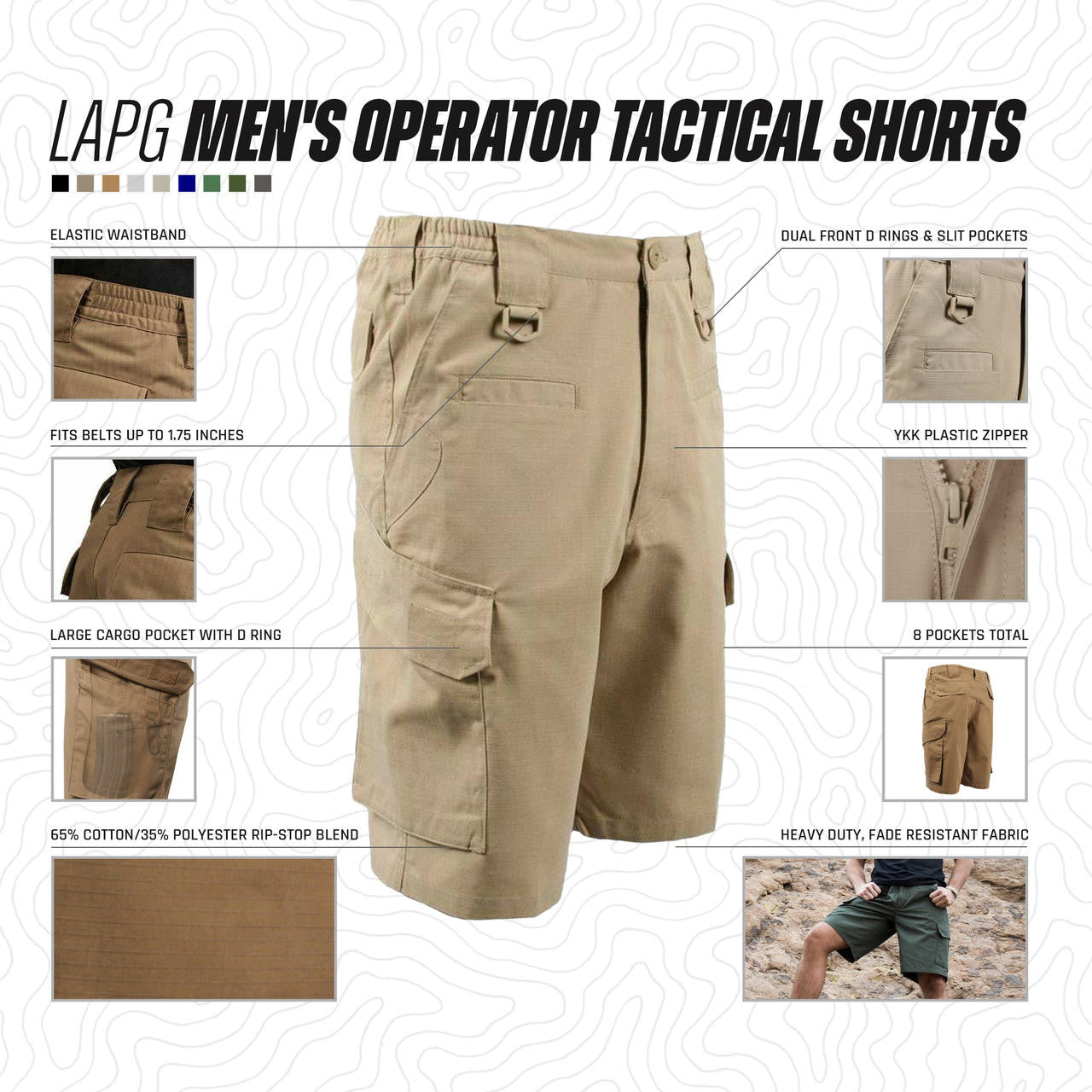  LA Police Gear Men's Operator Tactical Shorts