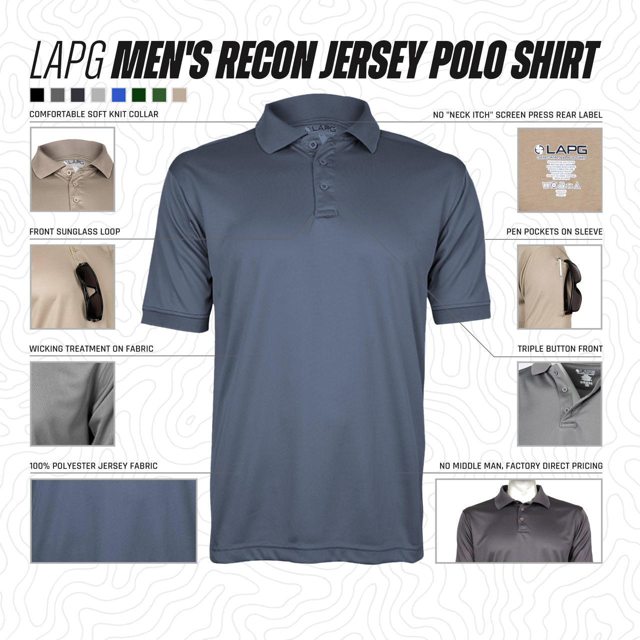  LA Police Gear Men's Recon Jersey Polo Shirt