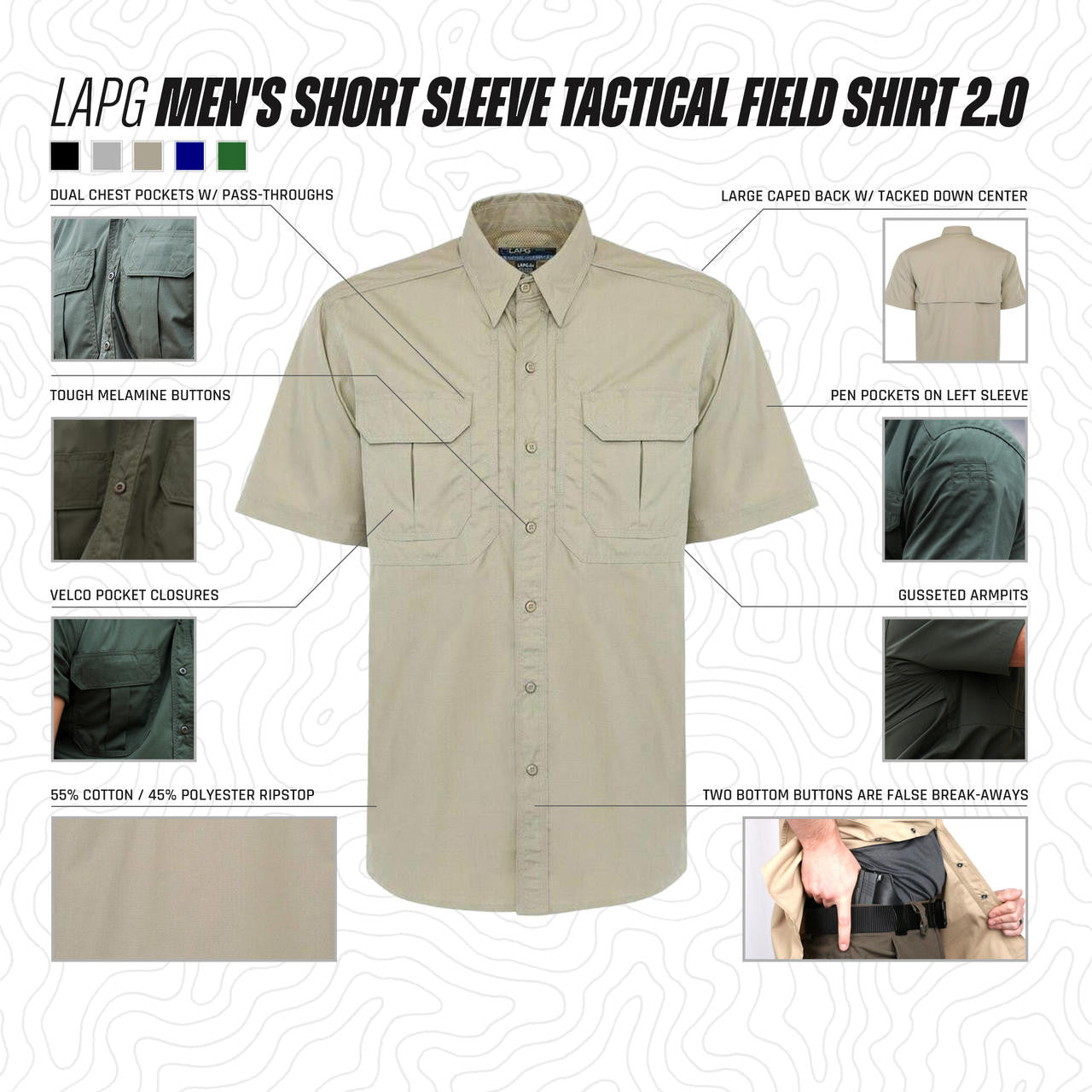  LA Police Gear Men's Short Sleeve Tactical Field Shirt 2.0