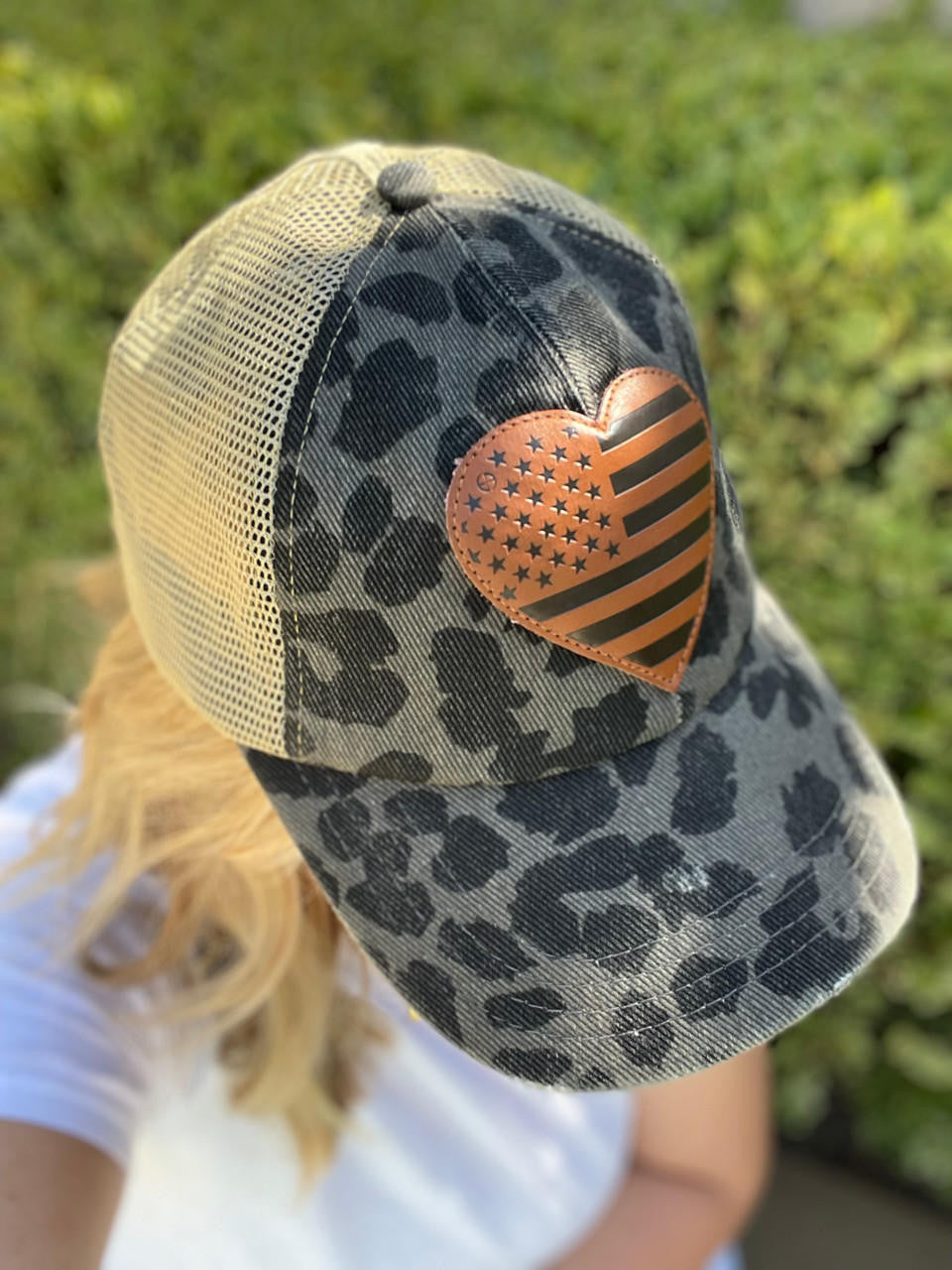  LA Police Gear Pony Tail Leopard Heart Hat