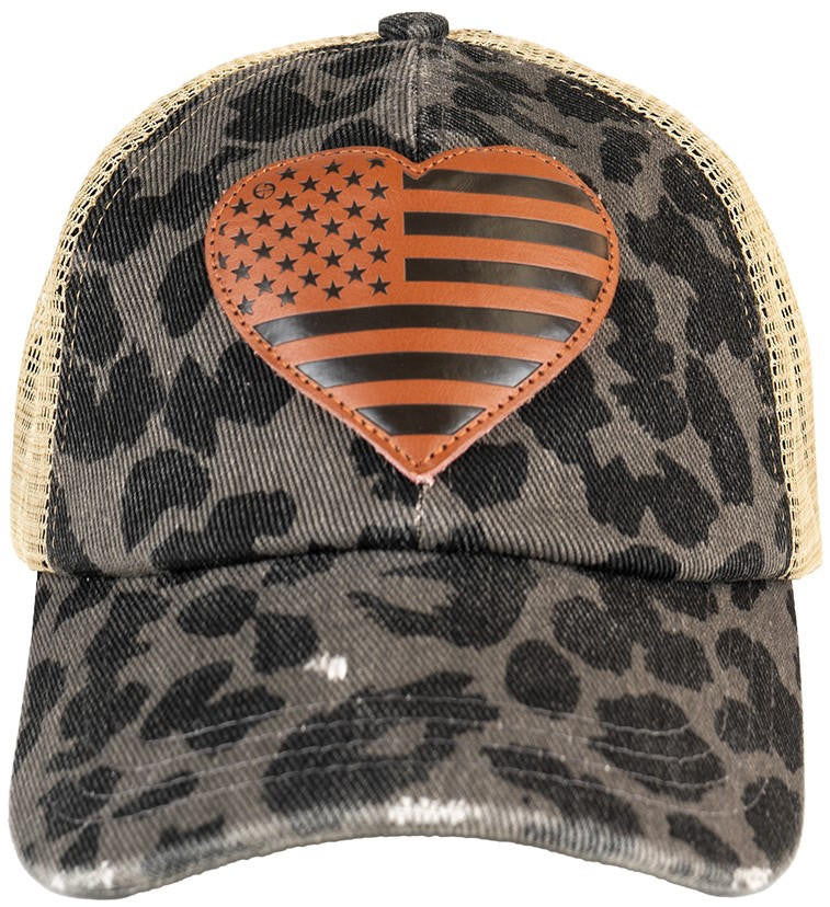  LA Police Gear Pony Tail Leopard Heart Hat