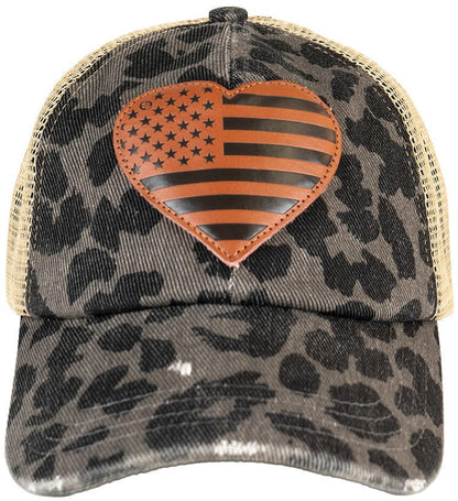  LA Police Gear Pony Tail Leopard Heart Hat