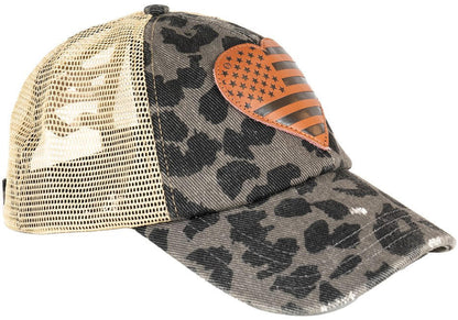  LA Police Gear Pony Tail Leopard Heart Hat