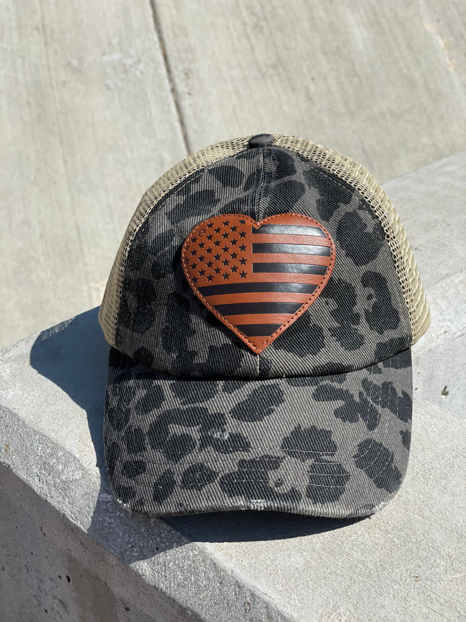  LA Police Gear Pony Tail Leopard Heart Hat