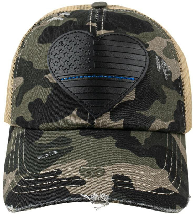  LA Police Gear Pony Tail Thin Blue Line Heart Hat