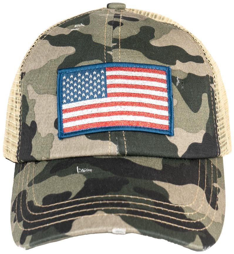  LA Police Gear Shimmer Flag Ponytail Hat