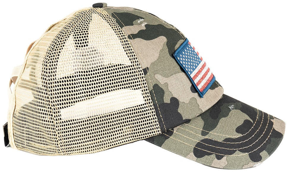  LA Police Gear Shimmer Flag Ponytail Hat