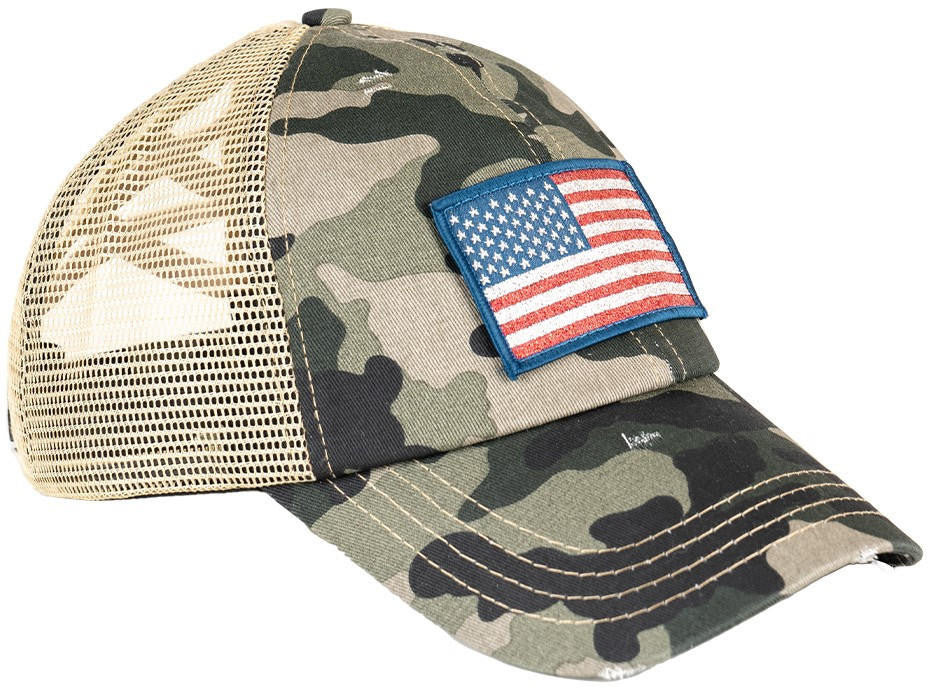  LA Police Gear Shimmer Flag Ponytail Hat
