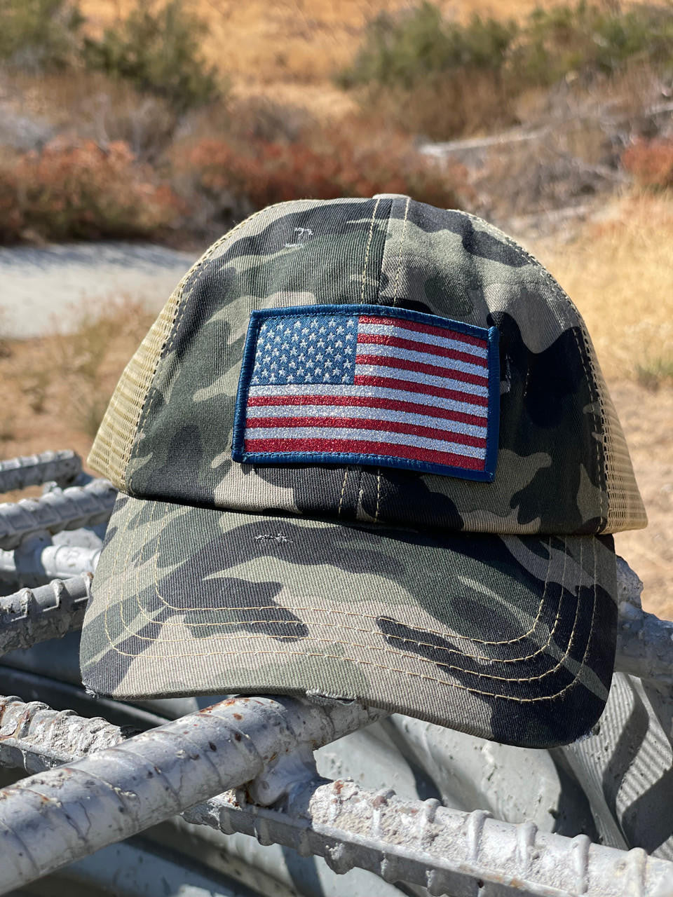  LA Police Gear Shimmer Flag Ponytail Hat
