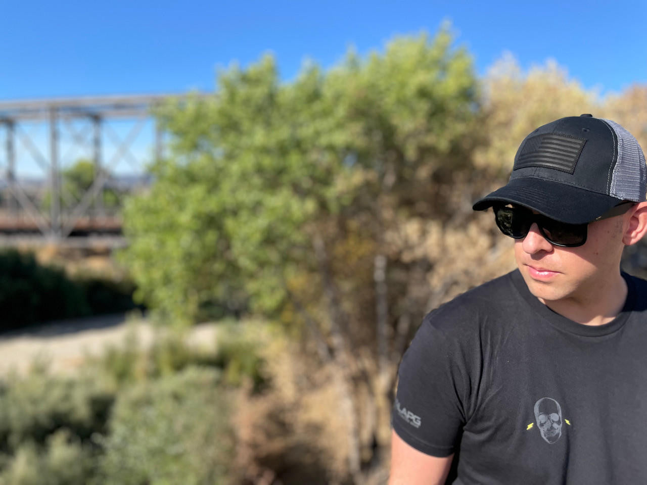  LA Police Gear Subdued Leather Flag Patch Hat