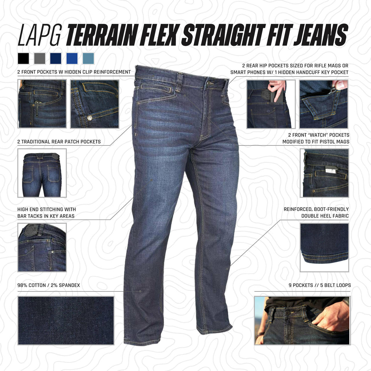  LA Police Gear Terrain Flex Straight Fit Jeans