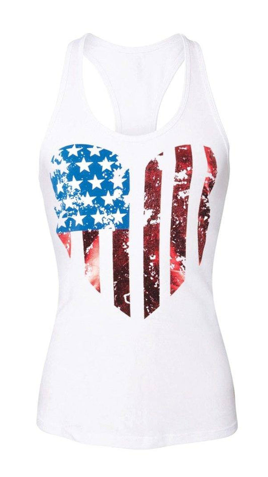  LA Police Gear Women's Distressed USA Flag Tank Top
