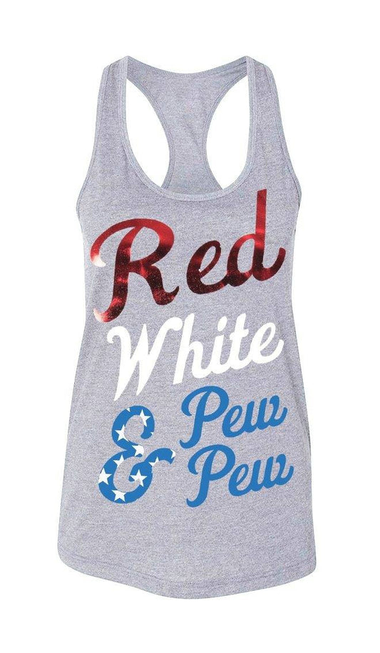  LA Police Gear Women's Red White & Pew Pew Tank Top