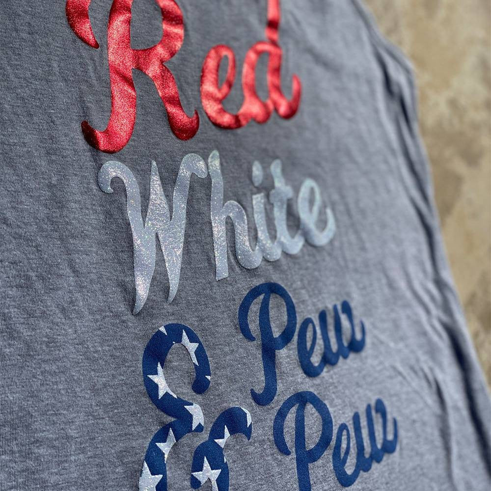  LA Police Gear Women's Red White & Pew Pew Tank Top