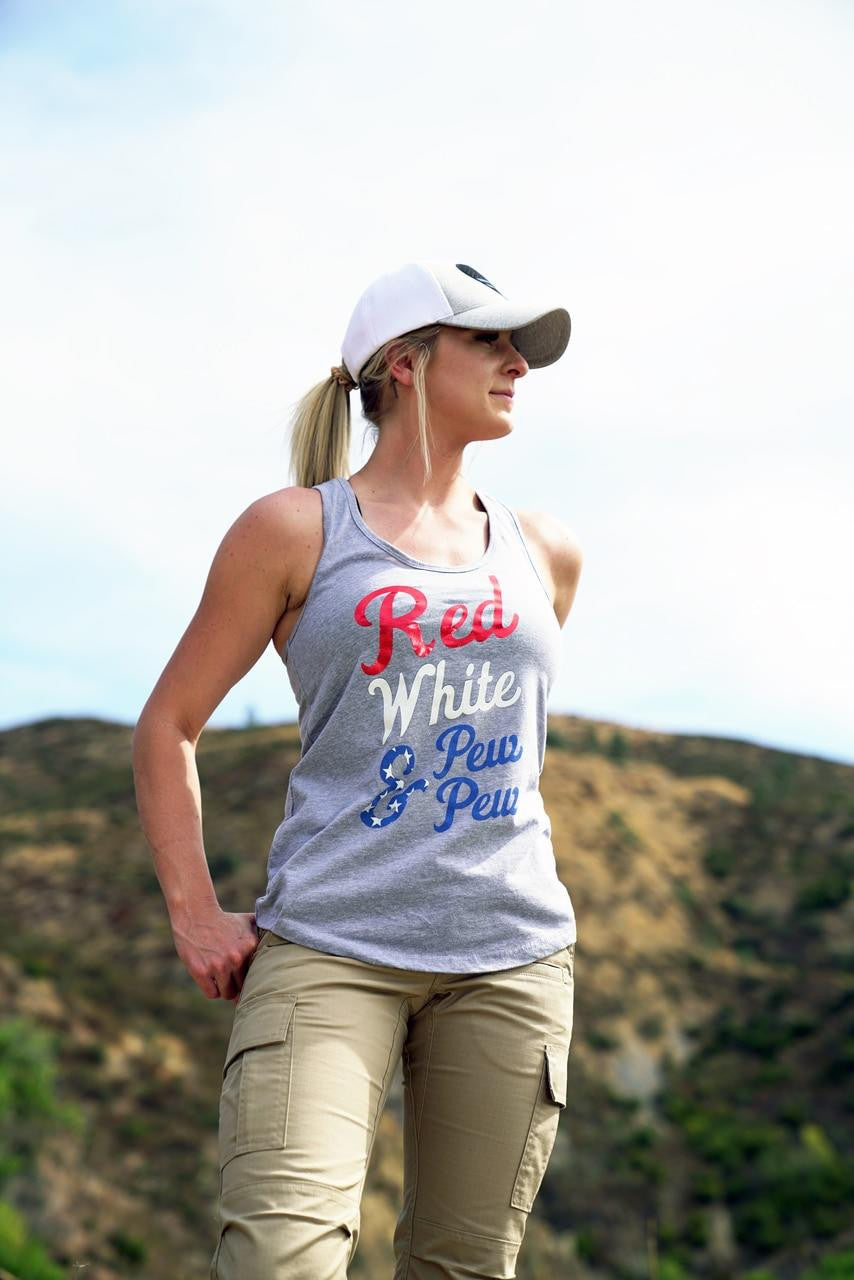  LA Police Gear Women's Red White & Pew Pew Tank Top