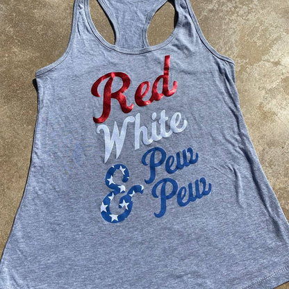  LA Police Gear Women's Red White & Pew Pew Tank Top