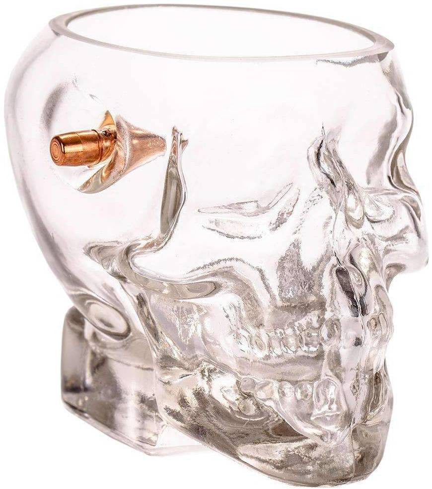  Lucky Shot .308 Projectile Bullet Skull Whiskey Glass