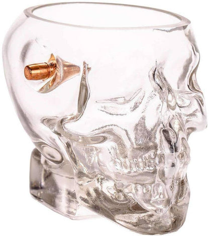  Lucky Shot .308 Projectile Bullet Skull Whiskey Glass