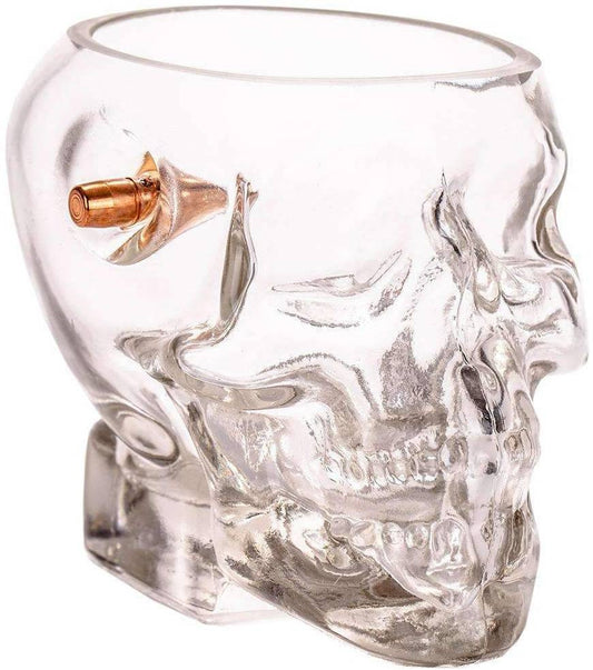  Lucky Shot .308 Projectile Bullet Skull Whiskey Glass