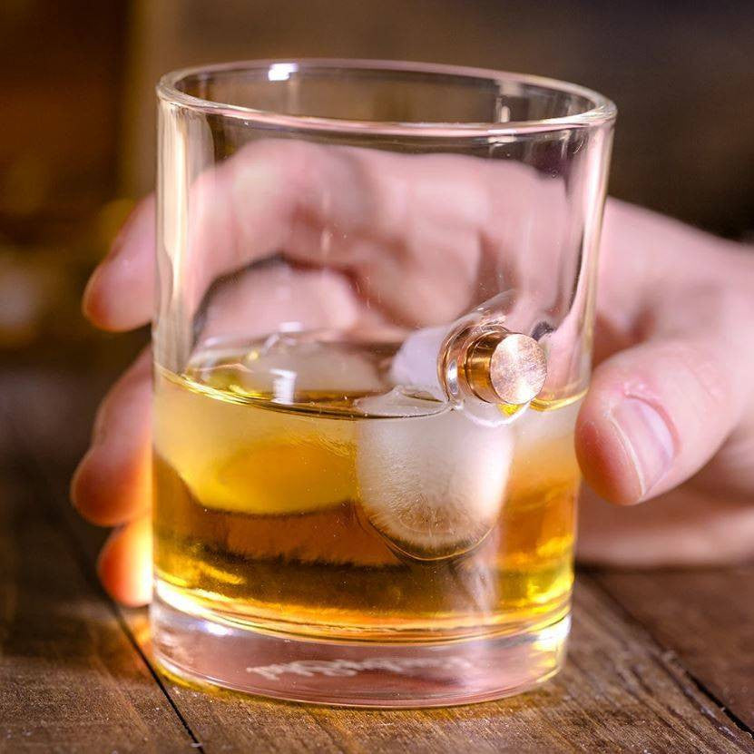 Lucky Shot .45 Cal Projectile Bullet Whiskey Glass
