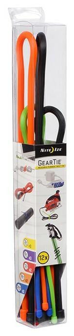  Nite Ize Gear Tie Reusable Rubber Twist Tie Assortment - 12 Pack