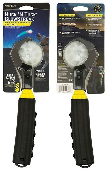  Nite Ize Huck 'N Tuck Glowstreak Collapsible Thrower + LED Ball