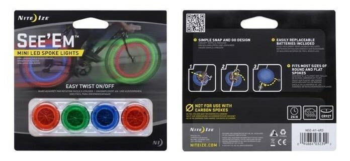  Nite Ize See'Em Mini Spoke Lights Assorted - 4 Pack