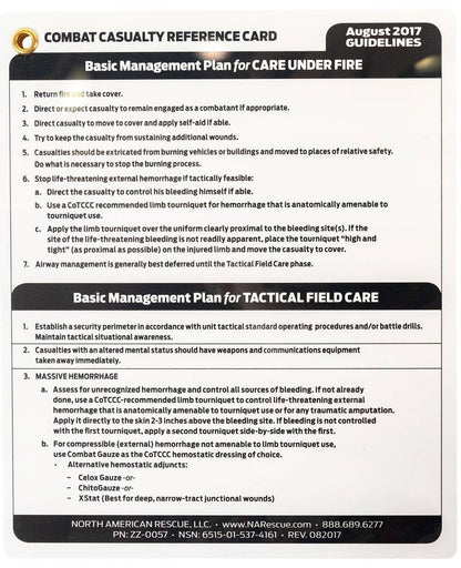  North American Rescue Combat Casualty Reference Card