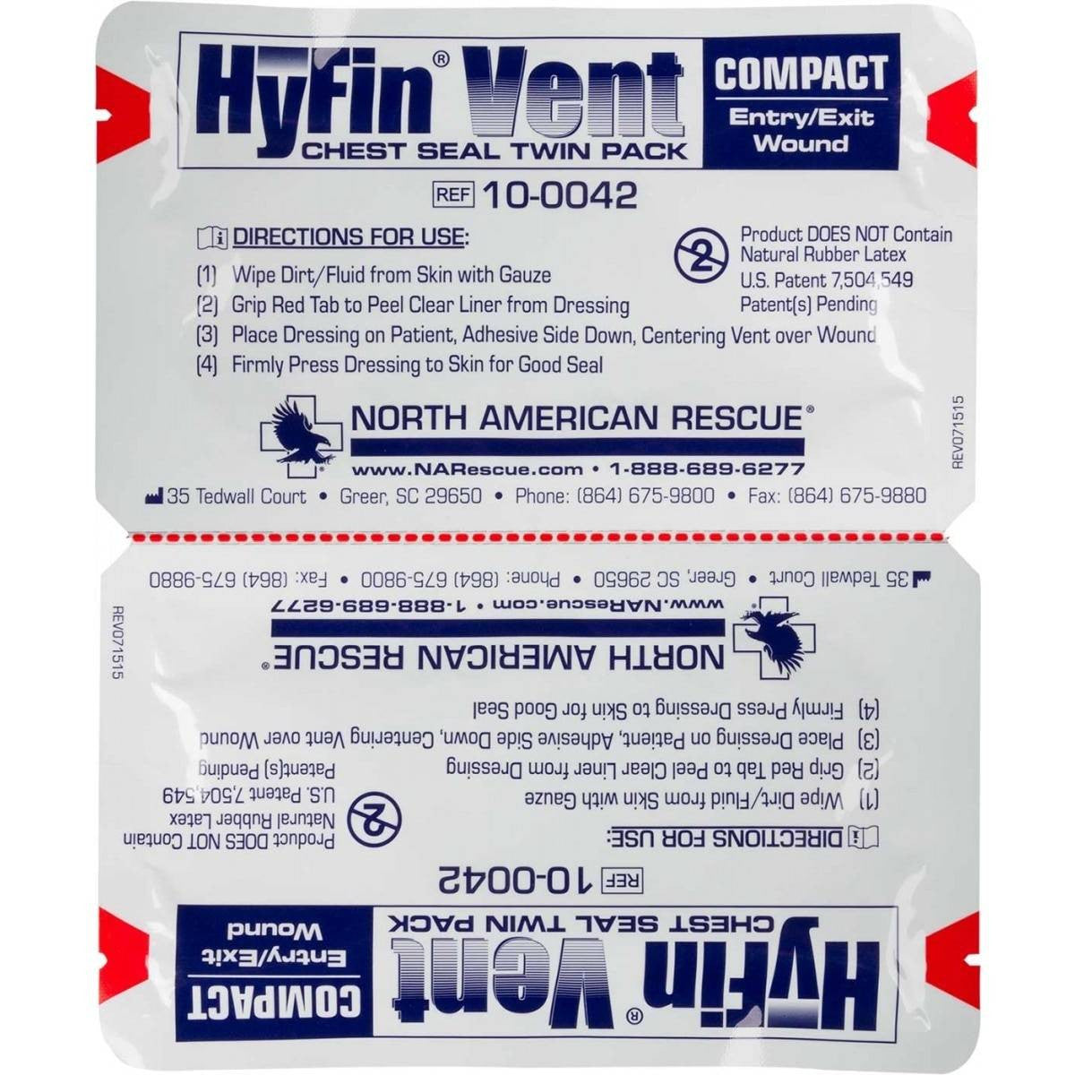  North American Rescue Hyfin Vent Compact Chest Seal Twin Pack