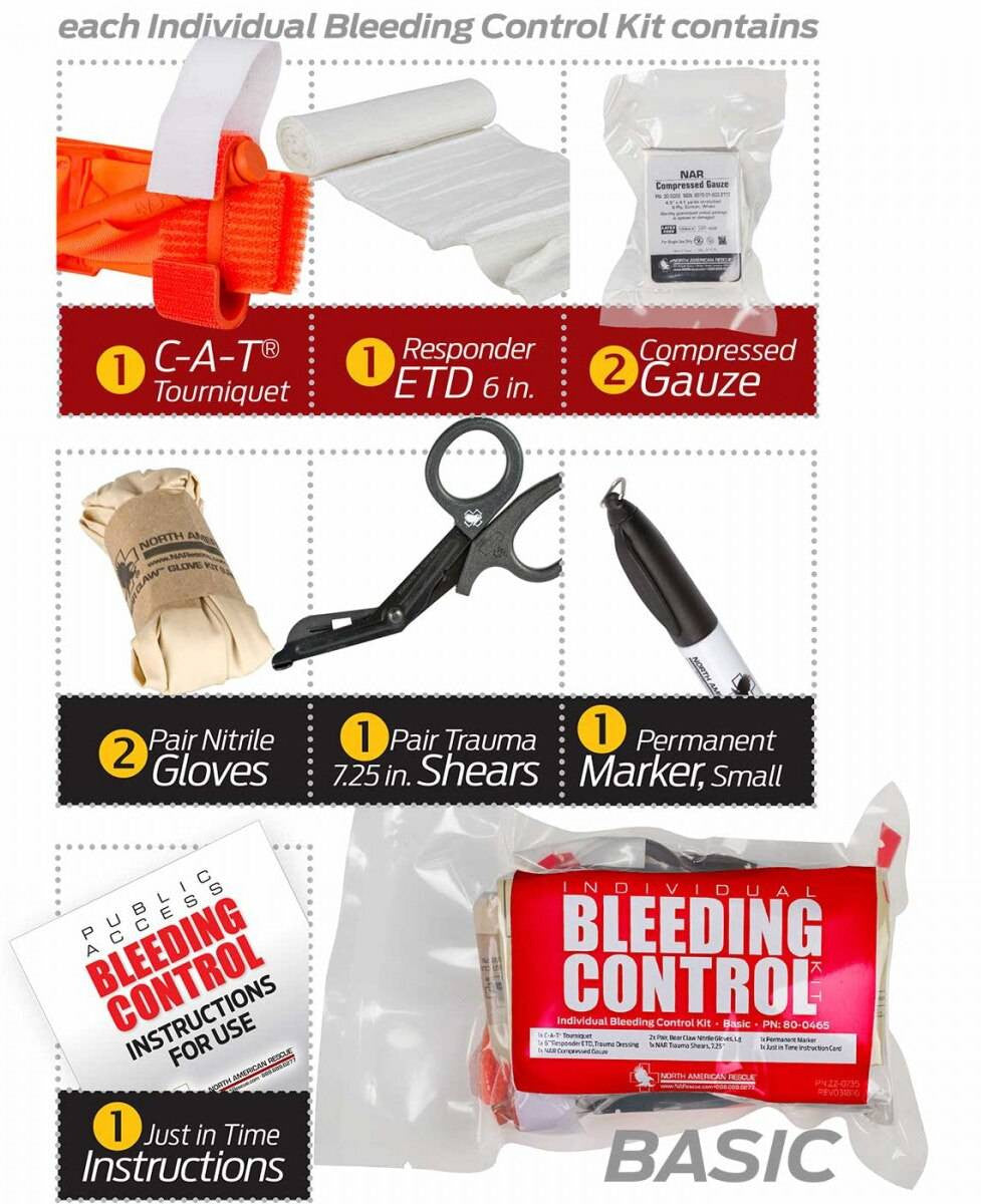  North American Rescue Public Access Bleeding Control 5-Pack-Vacuum Sealed