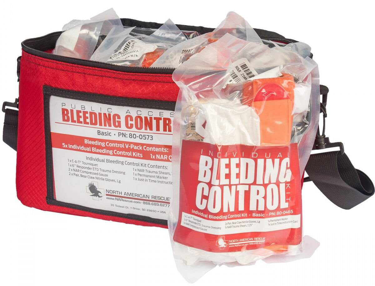  North American Rescue Public Access Bleeding Control 5-Pack-Vacuum Sealed