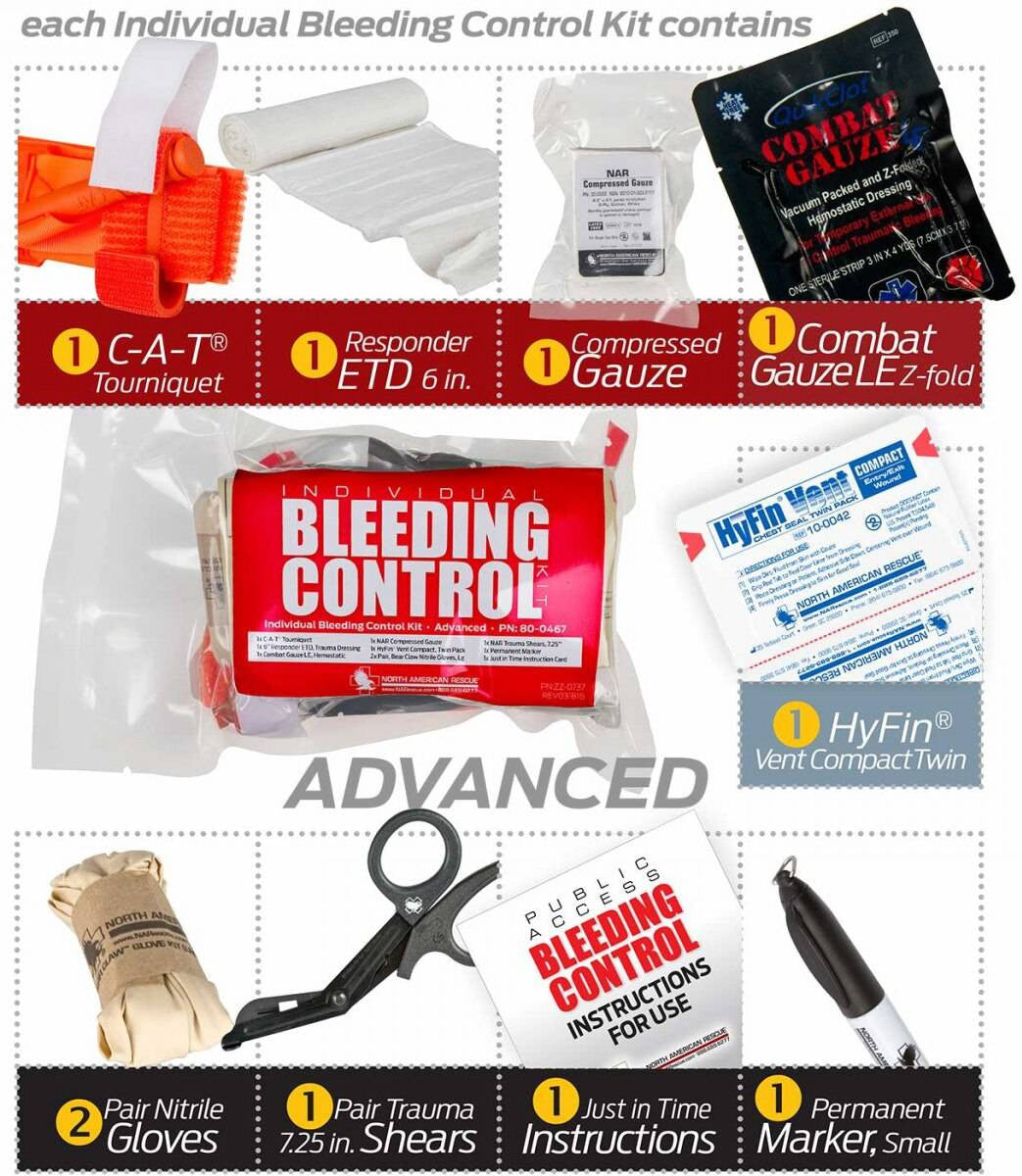  North American Rescue Public Access Bleeding Control 8-Pack-Vacuum Sealed
