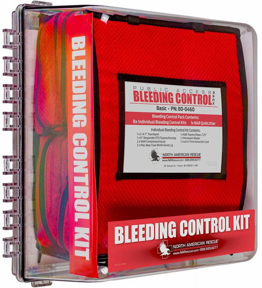  North American Rescue Public Access Bleeding Control Clear Station-8-Pack-Nylon