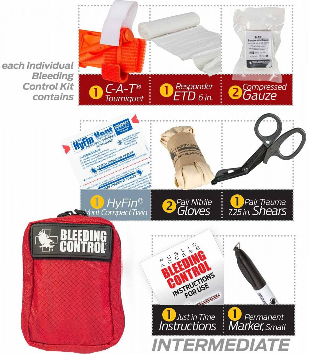  North American Rescue Public Access Bleeding Control Clear Station-8-Pack-Nylon