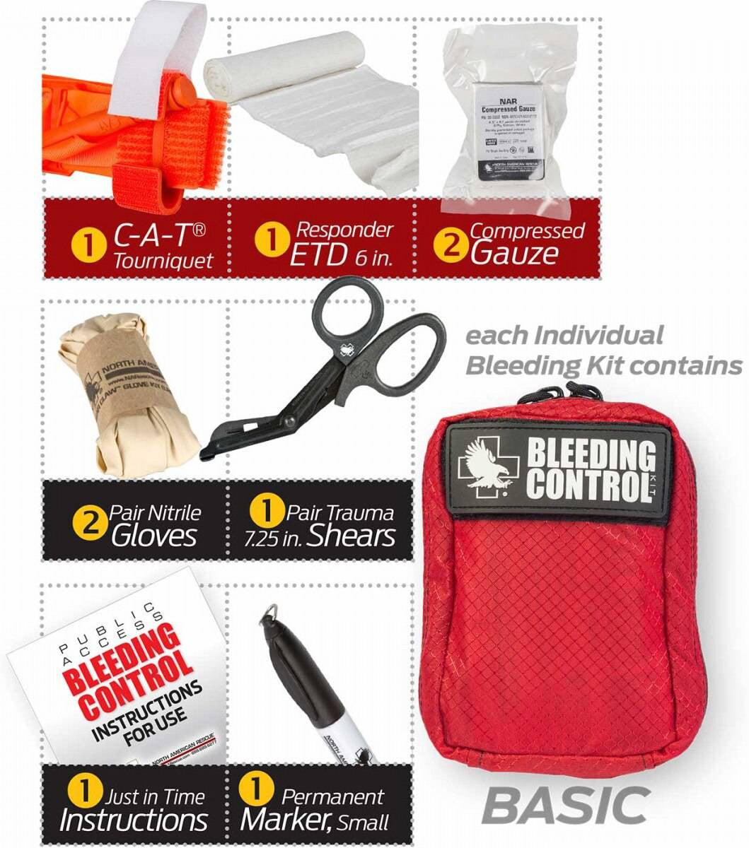  North American Rescue Public Access Bleeding Control Clear Station-8-Pack-Nylon