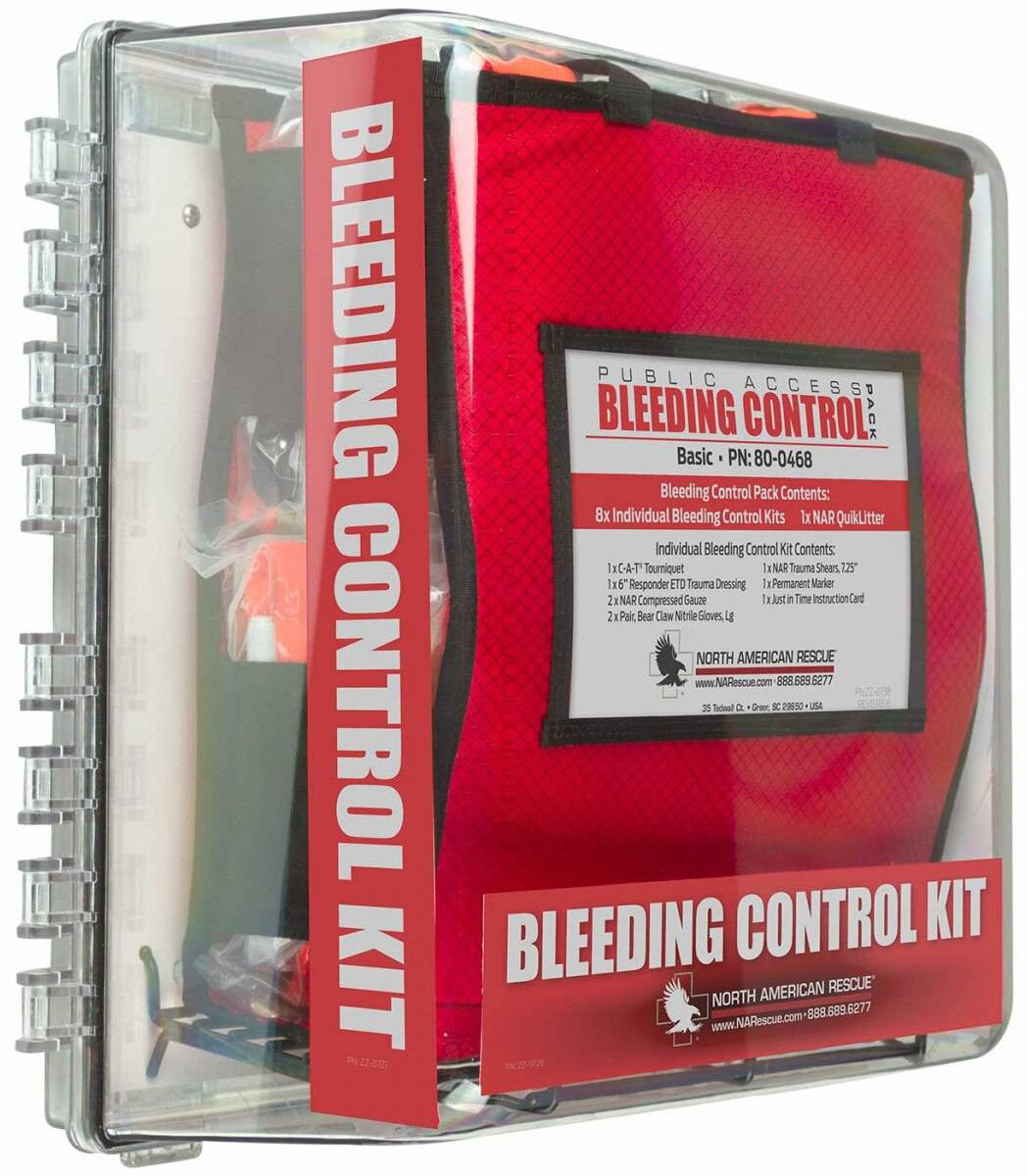  North American Rescue Public Access Bleeding Control Clear Station-8-Pack-Vacuum Sealed