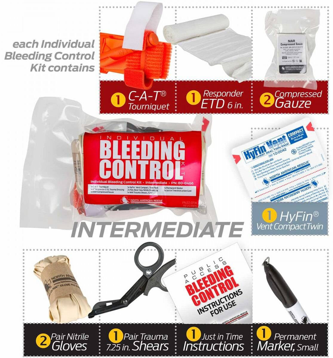  North American Rescue Public Access Bleeding Control Clear Station-8-Pack-Vacuum Sealed